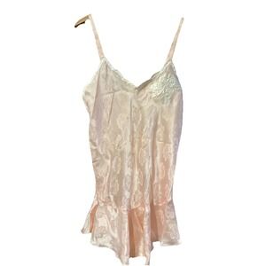 Vintage Gold Label Victorias Secret Cream Floral Beaded Chemise Night Gown Large